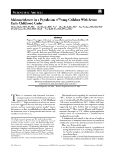 Malnourishment in a Population of Young Children With Severe