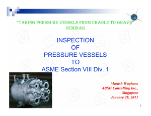 INSPECTION OF PRESSURE VESSELS TO ASME Section VIII Div. 1