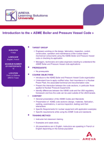 Introduction to the « ASME Boiler and Pressure Vessel Code