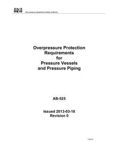 Overpressure Protection Requirements for Pressure Vessels