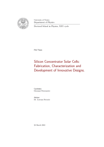 Silicon Concentrator Solar Cells - Unitn