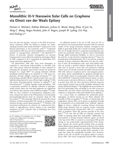 Monolithic IIIV Nanowire Solar Cells on Graphene via Direct van der