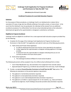 Underage Youth Application for Program Enrollment and Permission
