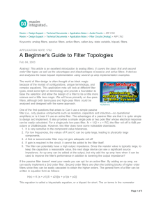 A Beginner`s Guide to Filter Topologies - Application Note