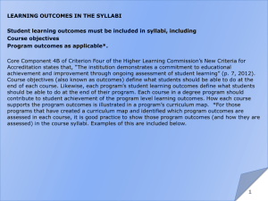 LEARNING OUTCOMES IN THE SYLLABI Student learning