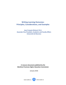 Writing Learning Outcomes: Principles, Considerations