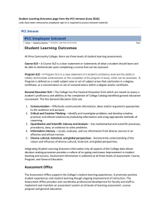 Student Learning Outcomes Intranet screenshot June 2016