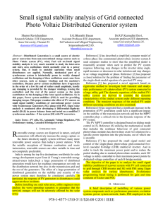 Small signal stability analysis of Grid connected Photo Voltaic