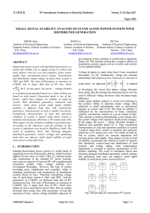 cired small signal stability analysis of stand alone power system with