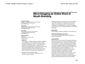 Micro-blogging as Online Word of Mouth Branding