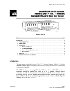 Model M1544-200 T1 Repeater) Mounting Shelf