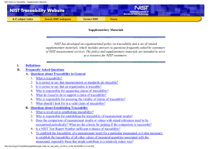NIST Policy on Traceability - Supplementary Materials