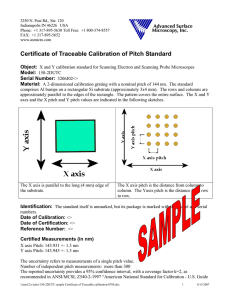 Certificate of Traceable Calibration of Pitch Standard