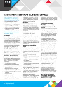 ESR RADIATION INSTRUMENT CALIBRATION SERVICES