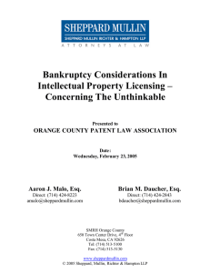 Bankruptcy Considerations In Intellectual Property Licensing