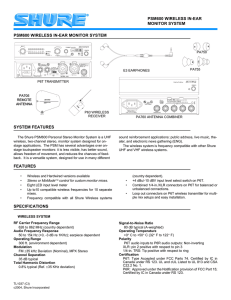 Shure PSM 600 Wireless Specification Sheet