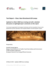 Test Report – Clear, Non-Directional LED Lamps