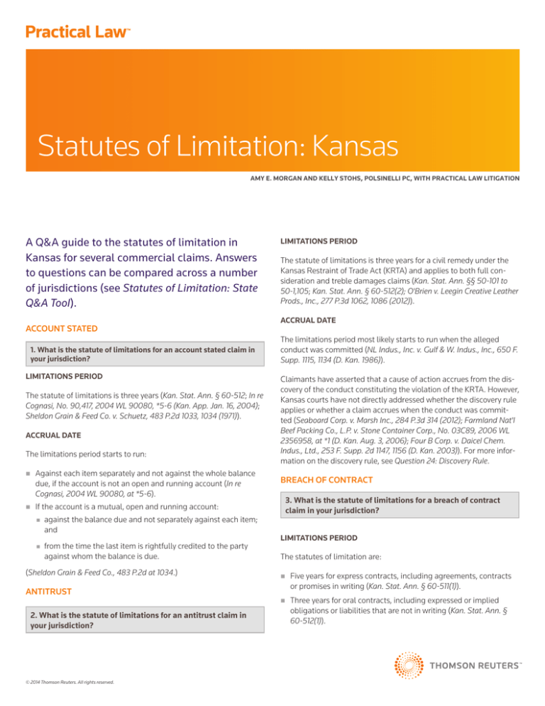 Statutes Of Limitation Kansas