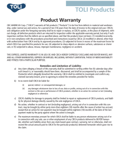 TOLI Products Warranty