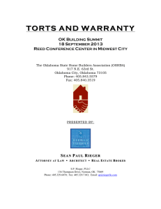 tort and warranty - OK Building Summit