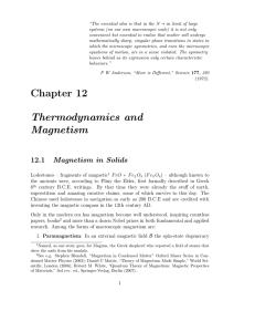 Chapter 12 Thermodynamics and Magnetism