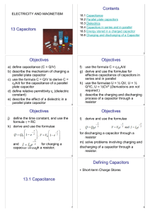 13 Capacitors Contents Objectives Objectives Objectives Objectives