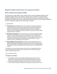 Magnolia Heights School Device User Agreement (DUA)