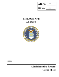 AR No. IR No. EIELSON AFB ALASKA Administrative Record Cover