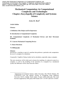 Mechanical Computation: its Computational Complexity