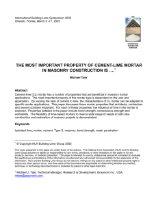 the most important property of cement-lime mortar in