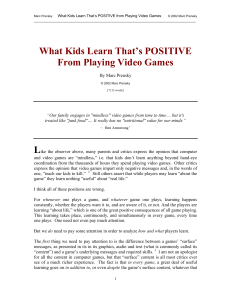 What Kids Learn from Playing Video Games