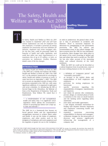 The Safety, Health and Welfare at Work Act 2005 Update