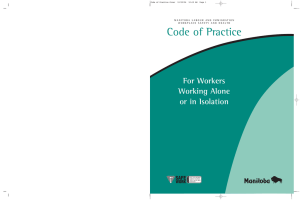 Code of Practice for Workers Working Alone or in Isolation