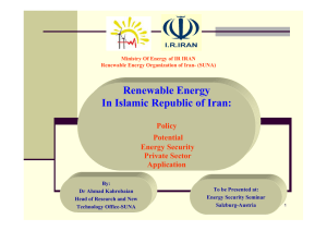 Renewable Energy In Islamic Republic of Iran