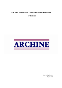 ArChine Food Grade Lubricants Cross Reference 1 Edition