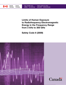 Safety Code 6 (2009): Limits of Human Exposure to Radiofrequency