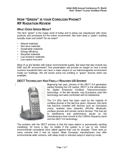 HOW “GREEN” IS YOUR CORDLESS PHONE? RF RADIATION