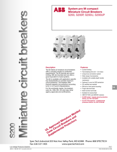 S200 - S290 Miniature Circuit Breakers - Spec