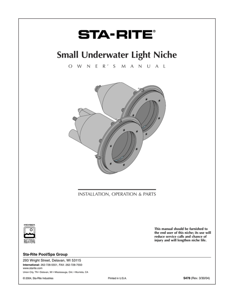 Small Underwater Light Niche