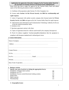 Application for approval of Security Company by the Tourism Safety