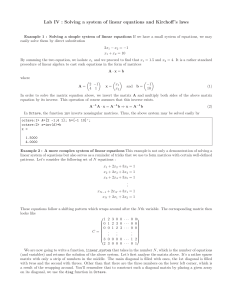 Lab IV : Solving a system of linear equations and Kirchoff`s laws