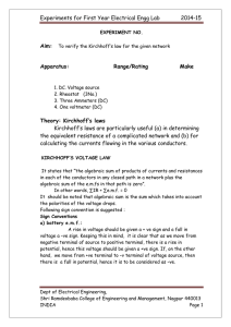 Experiments for First Year Electrical Engg Lab 2014-15
