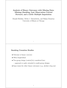 Analysis of Binary Outcomes with Missing Data: Missing=Smoking