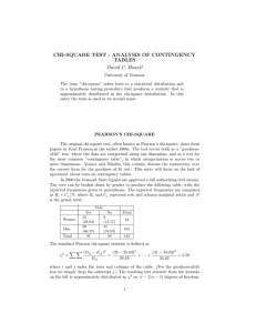 Chi - square test – analysis of contingency tables
