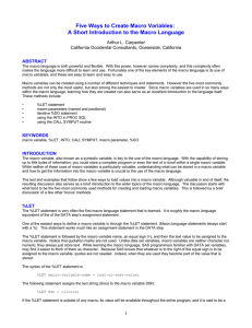 Five Ways to Create Macro Variables