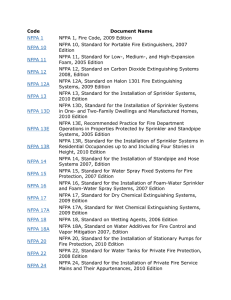 Code Document Name NFPA 1 NFPA 1, Fire Code, 2009 Edition