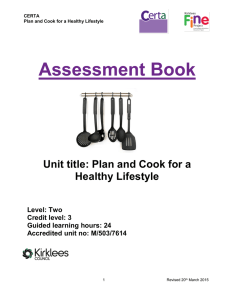 UNIT TITLE: Planning and cooking for a healthy lifestyle