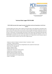 Technical Data Logger PCE-PA 8000