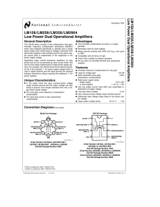 LM158 LM258 LM358 LM2904 Low Power Dual Operational