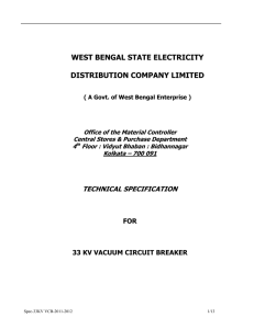 Technical Specification for 33 kv, outdoor type vacuum